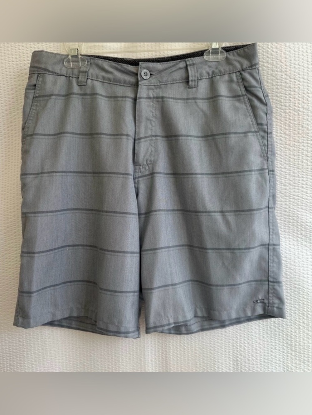 O'Neill Men’s Light Gray Striped Casual Shorts Size: 34